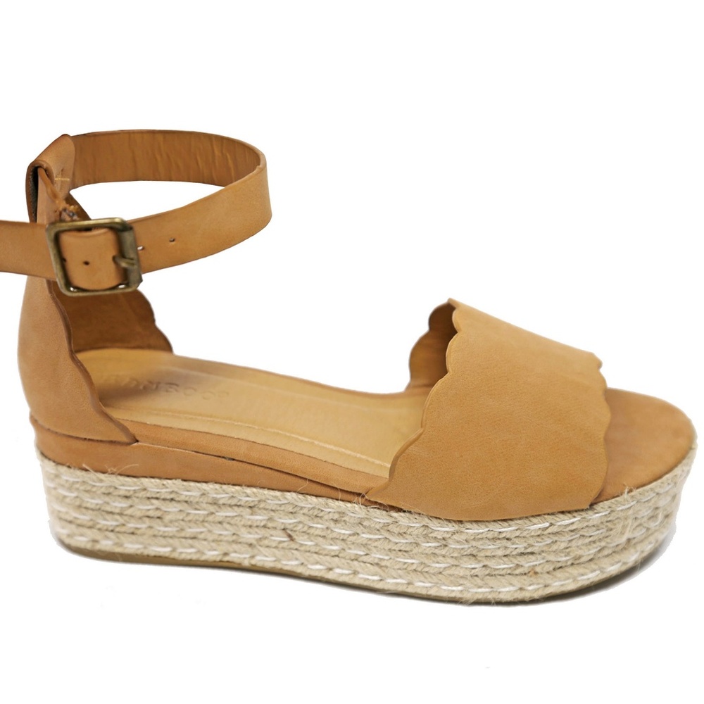 Camel Open Toe Platform Espadrille Sandals